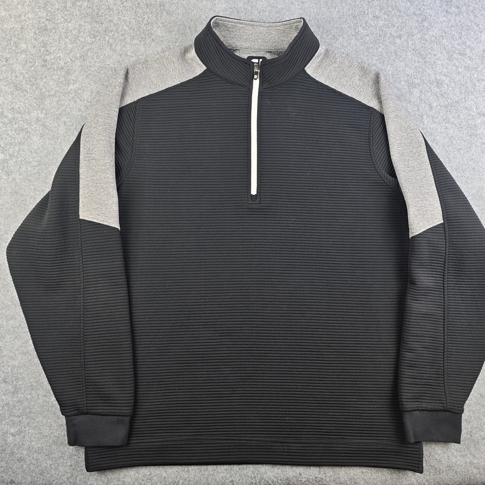 Footjoy FJ Quarter Zip Mens XL Ribbed Black Gray Golf Stretch Pullover Ottoman